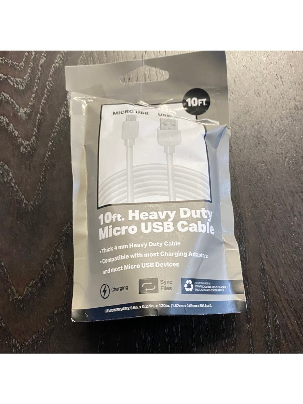 New 10 Ft 10 Foot Heavy Duty Micro USB USB-A Cable